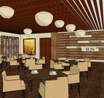 咖啡厅su草图模型下载
