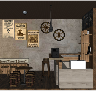 咖啡厅su草图模型下载