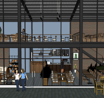 咖啡厅su草图模型下载