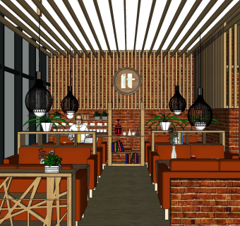 咖啡厅su草图模型下载