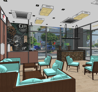 咖啡厅su草图模型下载