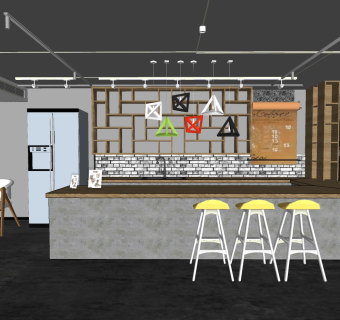 咖啡厅su草图模型下载