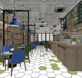 咖啡厅su草图模型下载