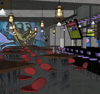 咖啡厅su草图模型下载