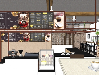 咖啡厅su草图模型下载