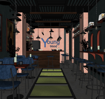 咖啡厅su草图模型下载