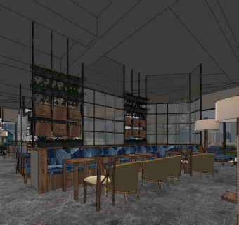 咖啡厅su草图模型下载