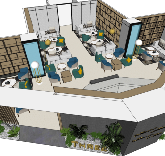 咖啡厅su草图模型下载