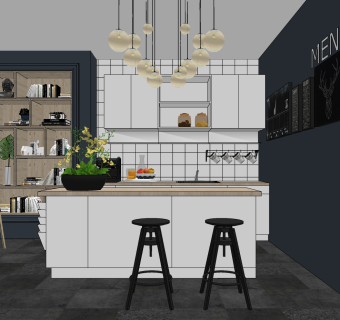 咖啡厅su草图模型下载