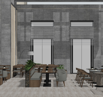 咖啡厅su草图模型下载