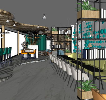 咖啡厅su草图模型下载