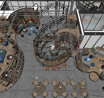 咖啡厅su草图模型下载