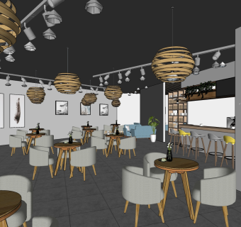 咖啡厅su草图模型下载
