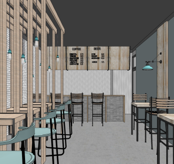 咖啡厅su草图模型下载