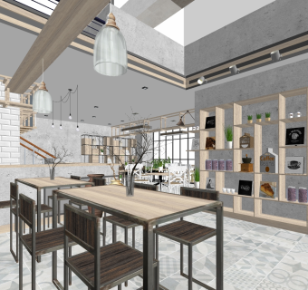 咖啡厅su草图模型下载