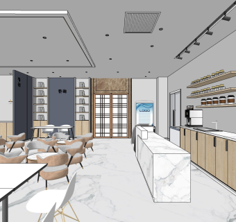 咖啡厅su草图模型下载