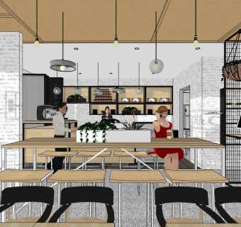 咖啡厅su草图模型下载