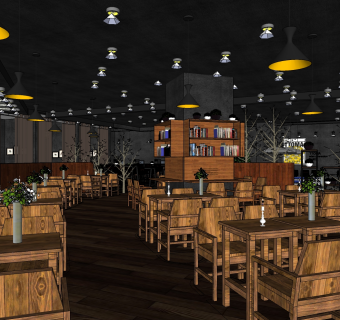 咖啡厅su草图模型下载