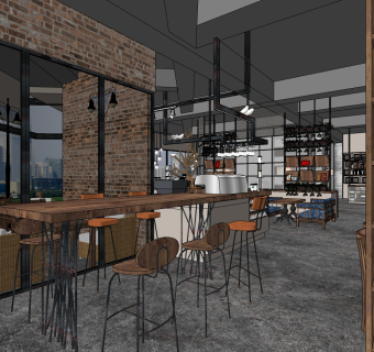 咖啡厅su草图模型下载