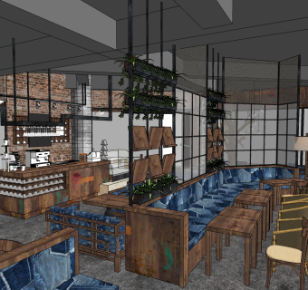 咖啡厅su草图模型下载