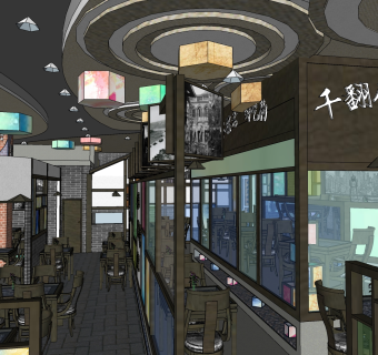 咖啡厅su草图模型下载