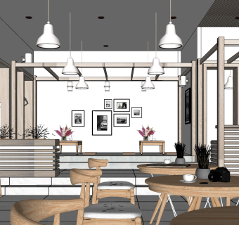 咖啡厅su草图模型下载