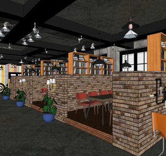 咖啡厅su草图模型下载
