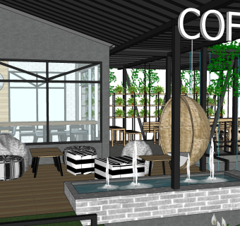 咖啡厅su草图模型下载