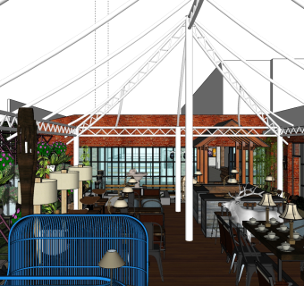 咖啡厅su草图模型下载