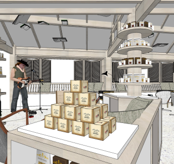 咖啡厅su草图模型下载