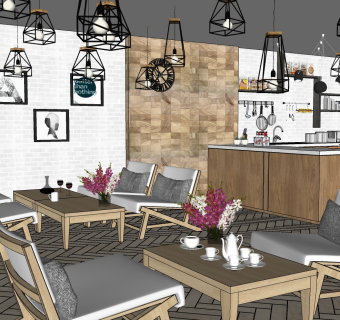 咖啡厅su草图模型下载