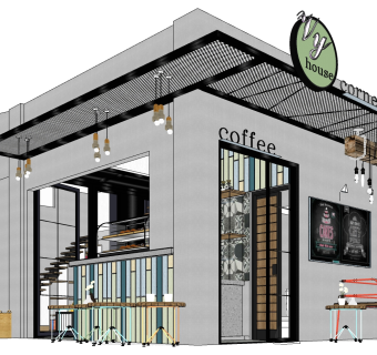 咖啡厅su草图模型下载