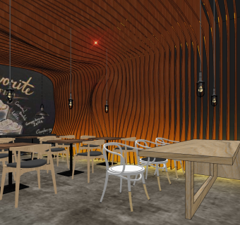 咖啡厅su草图模型下载