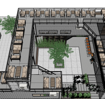 咖啡厅su草图模型下载