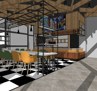 咖啡厅su草图模型下载