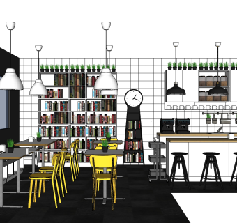 咖啡厅su草图模型下载