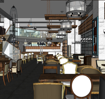 咖啡厅su草图模型下载