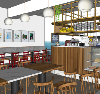 咖啡厅su草图模型下载