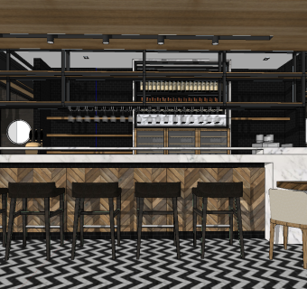 咖啡厅su草图模型下载