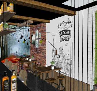 咖啡厅su草图模型下载