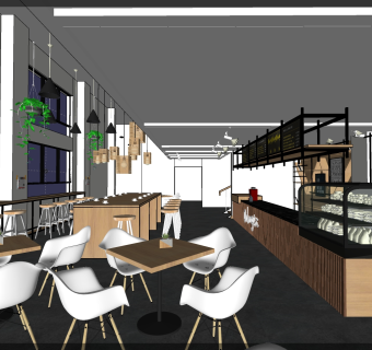 咖啡厅su草图模型下载