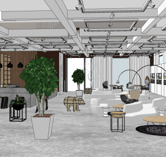 咖啡厅su草图模型下载