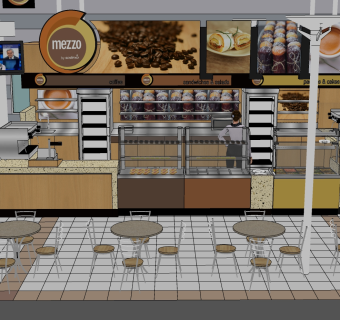 咖啡厅su草图模型下载