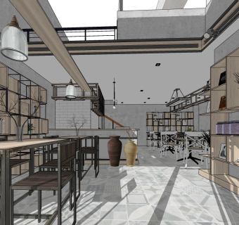 咖啡厅su草图模型下载