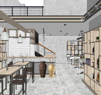 咖啡厅su草图模型下载