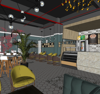 咖啡厅su草图模型下载