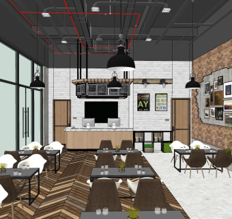 咖啡厅su草图模型下载