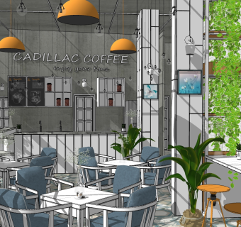 咖啡厅su草图模型下载