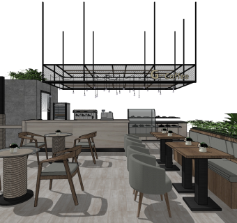 咖啡厅su草图模型下载