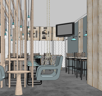 咖啡厅su草图模型下载